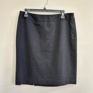 LOFT Side-Zip Double Back Pleats Stretch Ponte Knit Black Pencil Skirt Size 8